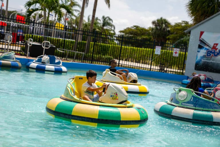 Boy smiling on a Bumper Boat